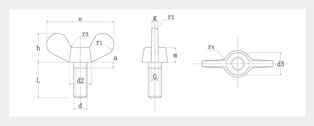 Stainless Steel Wing Screw-2D